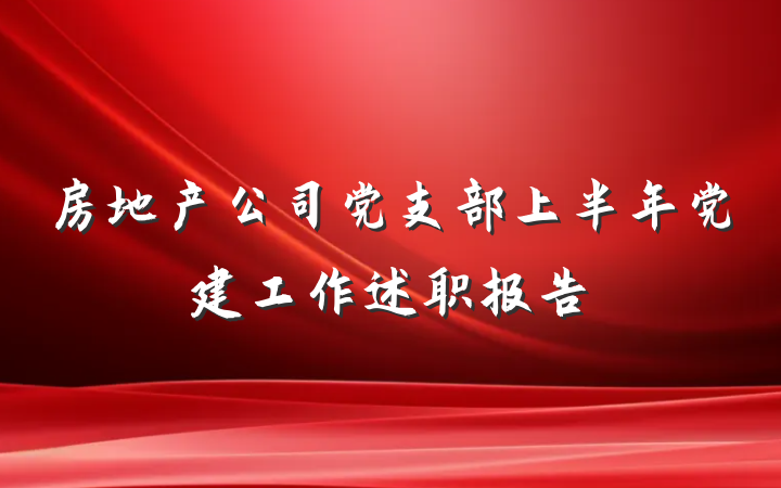 房地产公司党支部上半年党建工作述职报告