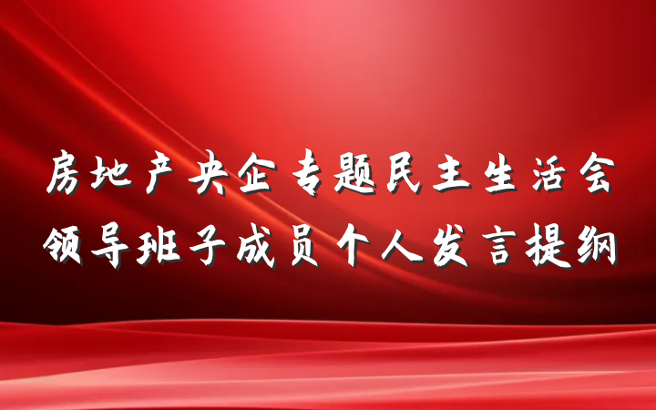 房地产央企专题民主生活会领导班子成员个人发言提纲