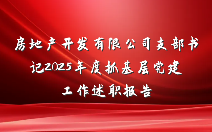 房地产开发有限公司支部书记2025年度抓基层党建工作述职报告