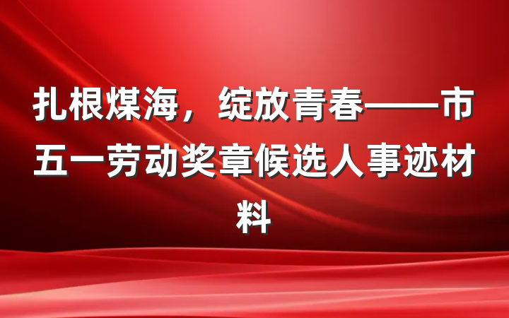 扎根煤海，绽放青春——市五一劳动奖章候选人事迹材料