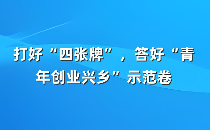 打好“四张牌”，答好“青年创业兴乡”示范卷