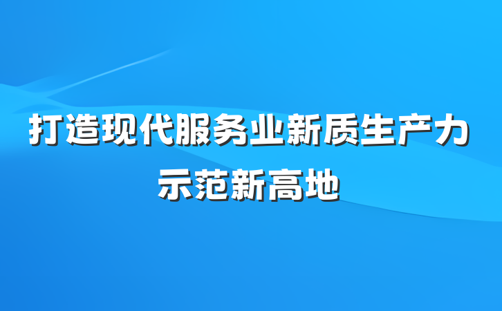 打造现代服务业新质生产力示范新高地