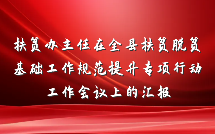 扶贫办主任在全县扶贫脱贫基础工作规范提升专项行动工作会议上的汇报
