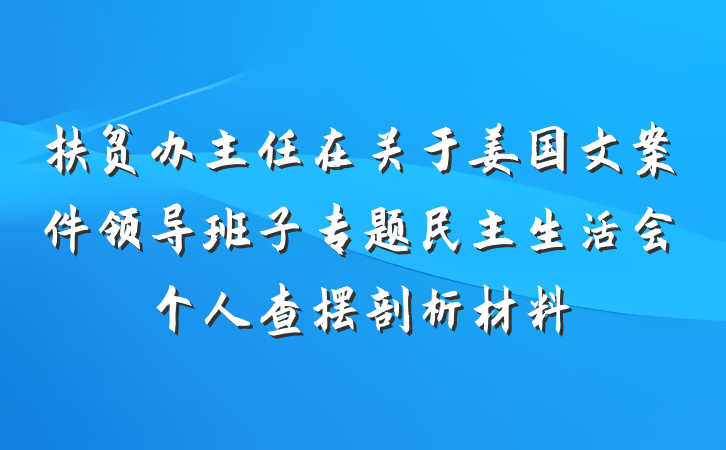 扶贫办主任在关于姜国文案件领导班子专题民主生活会个人查摆剖析材料