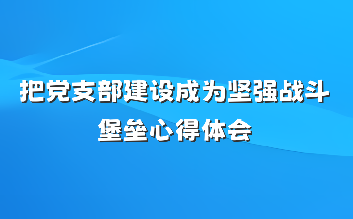 把党支部建设成为坚强战斗堡垒心得体会