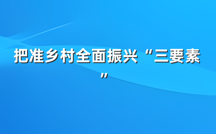 把准乡村全面振兴“三要素”
