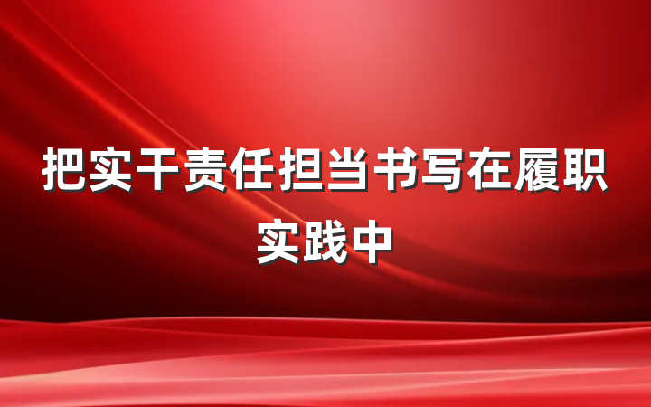 把实干责任担当书写在履职实践中