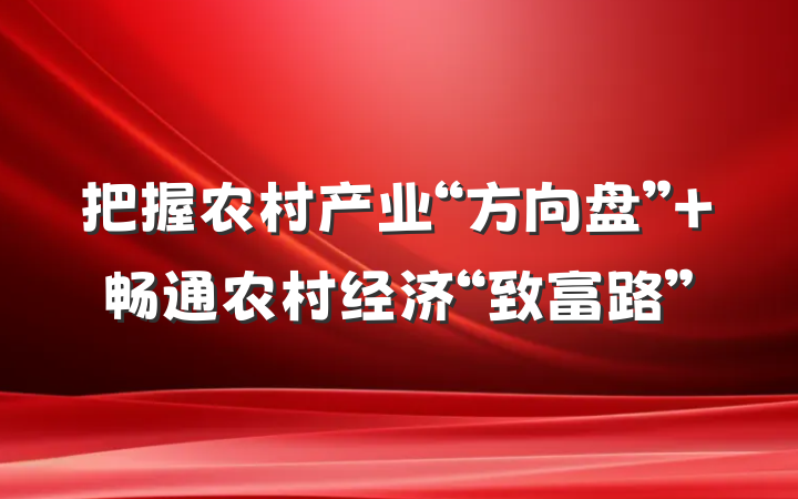 把握农村产业“方向盘” 畅通农村经济“致富路”