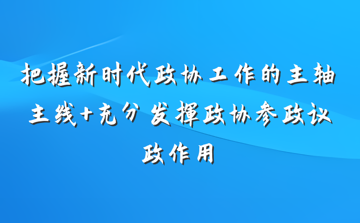 把握新时代政协工作的主轴主线 充分发挥政协参政议政作用