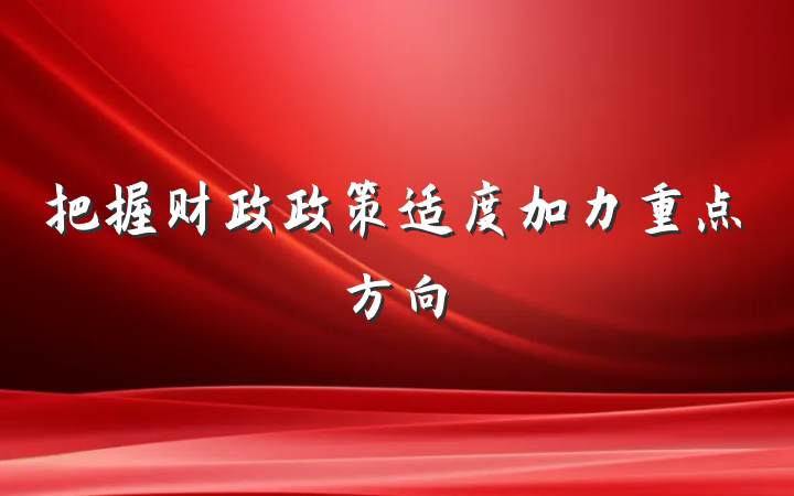 把握财政政策适度加力重点方向