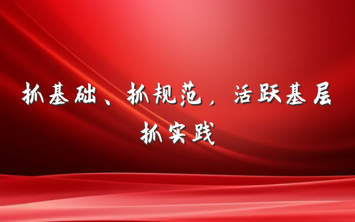 抓基础、抓规范，活跃基层抓实践