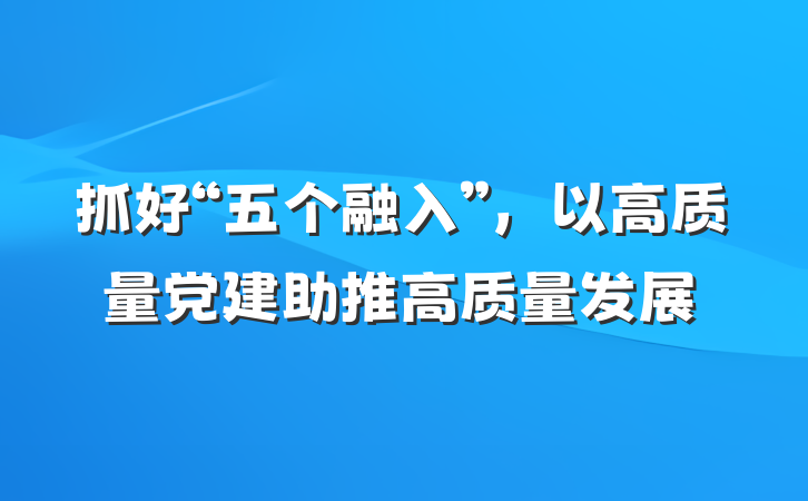 抓好“五个融入”，以高质量党建助推高质量发展