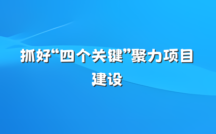抓好“四个关键”聚力项目建设