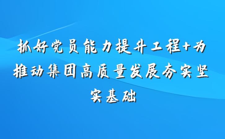 抓好党员能力提升工程 为推动集团高质量发展夯实坚实基础
