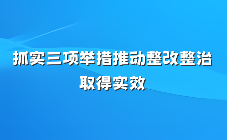 抓实三项举措推动整改整治取得实效