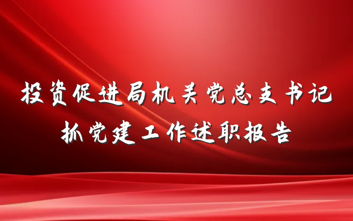 投资促进局机关党总支书记抓党建工作述职报告