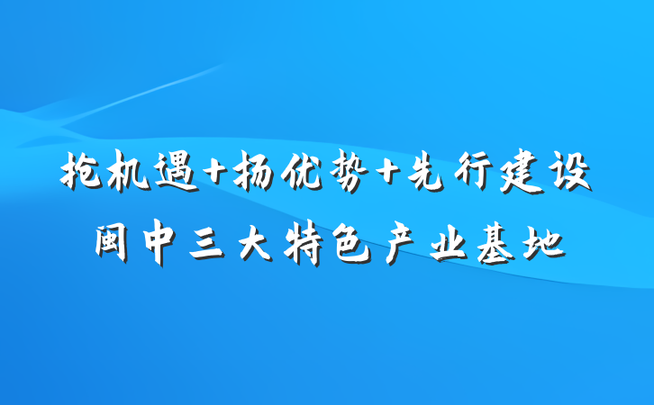 抢机遇 扬优势 先行建设闽中三大特色产业基地