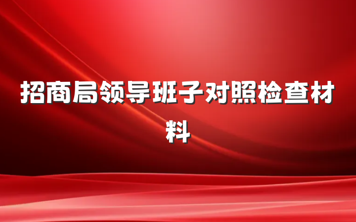 招商局领导班子对照检查材料