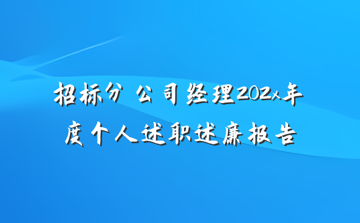 招标分公司经理202x年度个人述职述廉报告