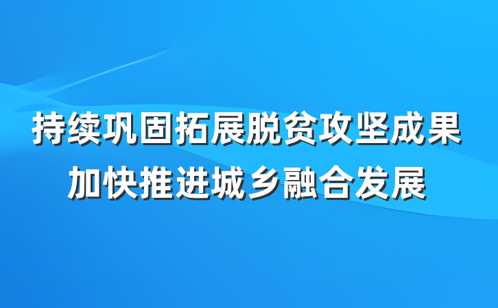 持续巩固拓展脱贫攻坚成果加快推进城乡融合发展