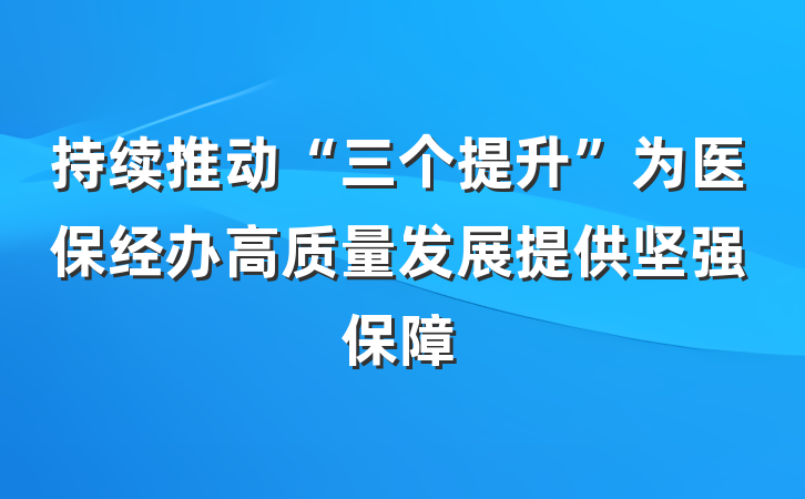 持续推动“三个提升”为医保经办高质量发展提供坚强保障