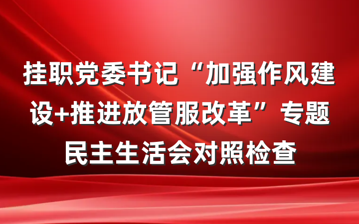 挂职党委书记“加强作风建设 推进放管服改革”专题民主生活会对照检查