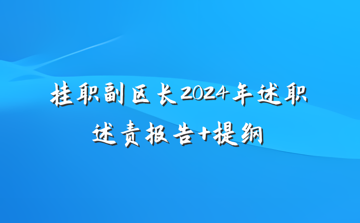 挂职副区长2024年述职述责报告 提纲