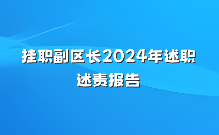 挂职副区长2024年述职述责报告