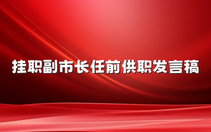挂职副市长任前供职发言稿