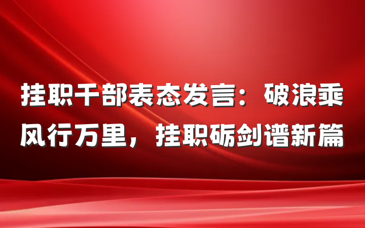 挂职干部表态发言：破浪乘风行万里，挂职砺剑谱新篇