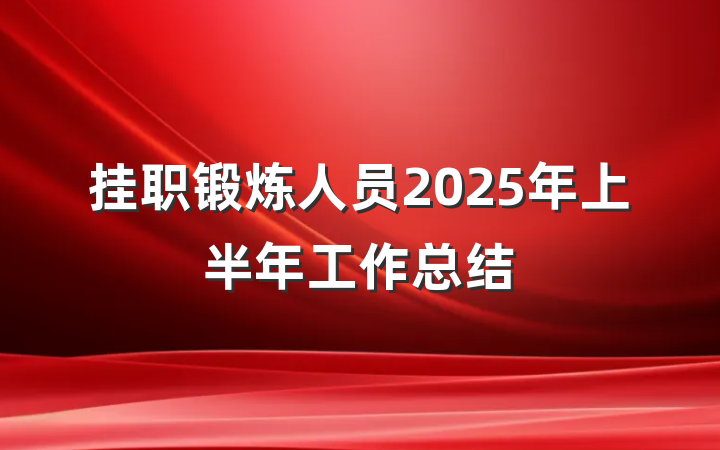 挂职锻炼人员2025年上半年工作总结
