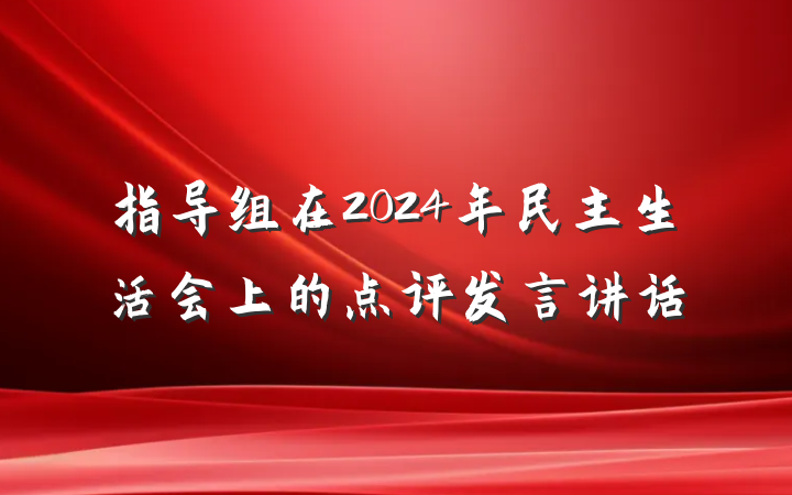 指导组在2024年民主生活会上的点评发言讲话