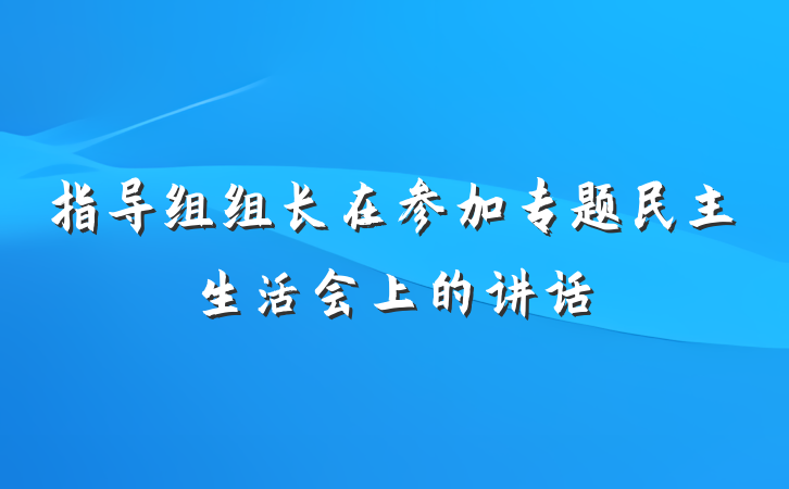 指导组组长在参加专题民主生活会上的讲话