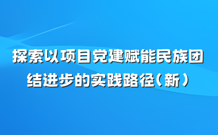 探索以项目党建赋能民族团结进步的实践路径（新）