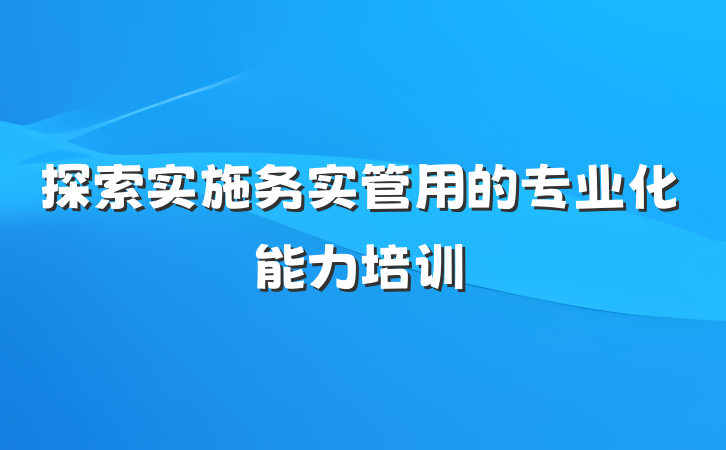 探索实施务实管用的专业化能力培训