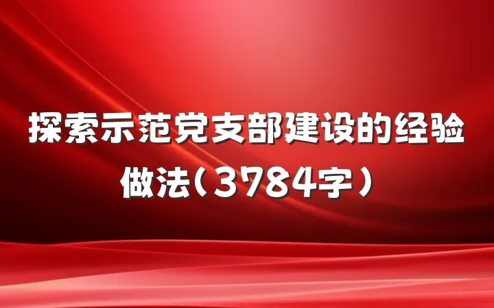 探索示范党支部建设的经验做法（3784字）