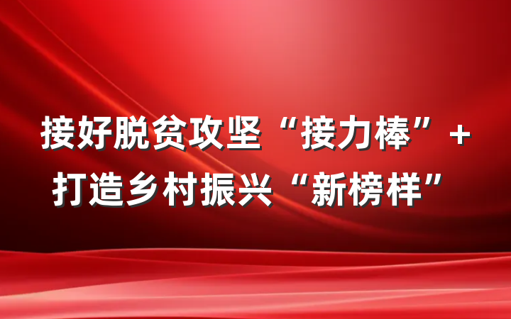 接好脱贫攻坚“接力棒” 打造乡村振兴“新榜样”