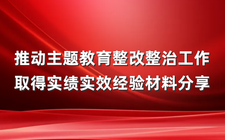 推动主题教育整改整治工作取得实绩实效经验材料分享