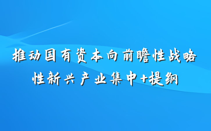 推动国有资本向前瞻性战略性新兴产业集中 提纲