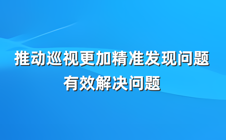 推动巡视更加精准发现问题有效解决问题