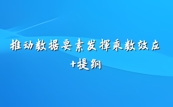 推动数据要素发挥乘数效应 提纲