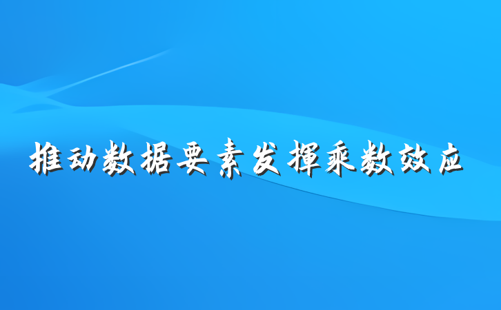 推动数据要素发挥乘数效应