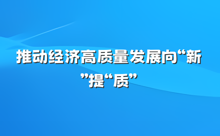 推动经济高质量发展向“新”提“质”