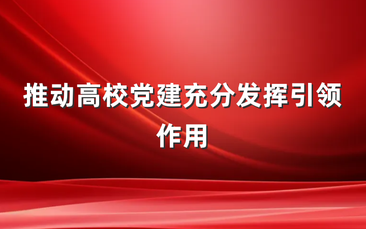 推动高校党建充分发挥引领作用