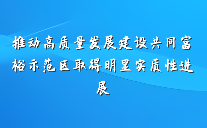 推动高质量发展建设共同富裕示范区取得明显实质性进展