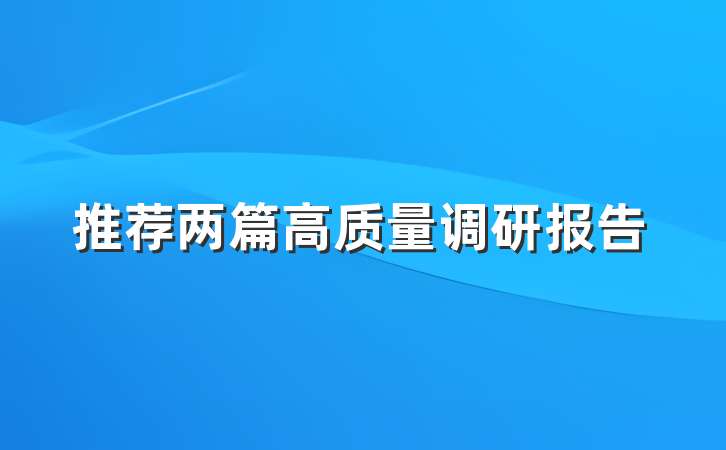 推荐两篇高质量调研报告