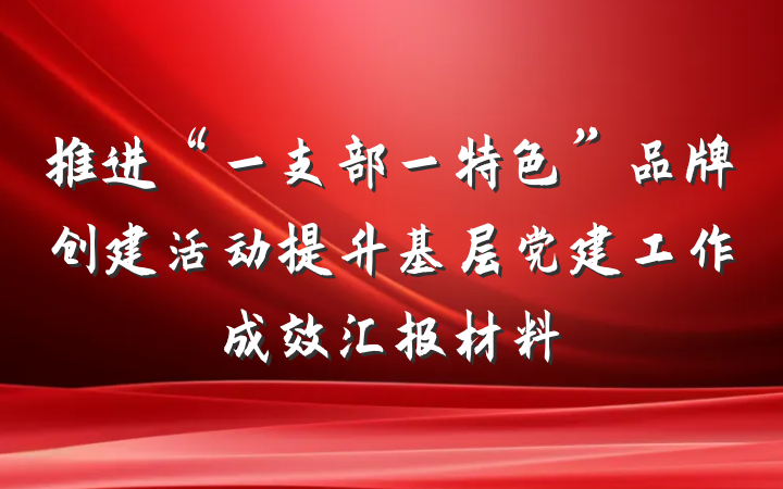 推进“一支部一特色”品牌创建活动提升基层党建工作成效汇报材料
