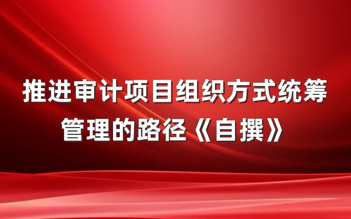 推进审计项目组织方式统筹管理的路径《自撰》