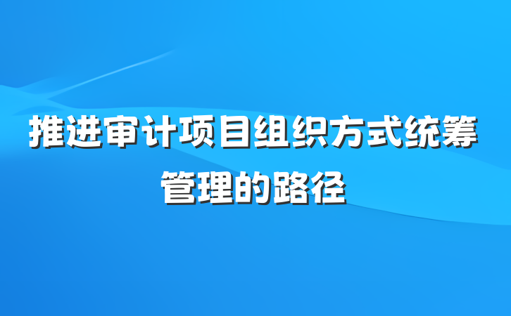 推进审计项目组织方式统筹管理的路径