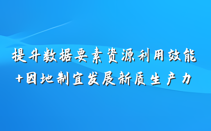 提升数据要素资源利用效能 因地制宜发展新质生产力